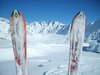 Anke's Skier vor dem Aletsch-Gletscher