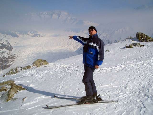 Martin vor dem Aletsch-Gletscher