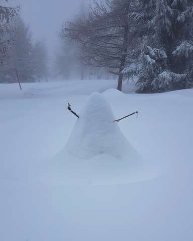 Schneemann im Schnee