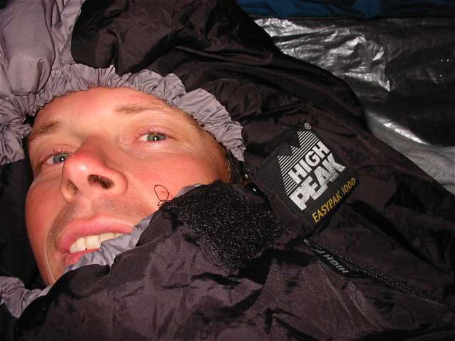 Helmut im Schlafsack