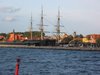 Blick auf das Museumsschiff bei der Ankunft in Ebeltoft